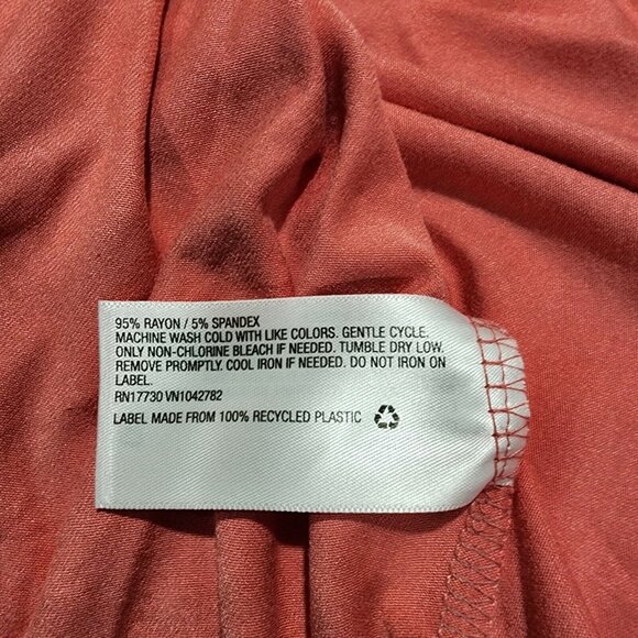 Womens Coral Pink Ruched Knit Top V Neck Long Sleeve Ava & Viv Plus Size 1X - Picture 9 of 12